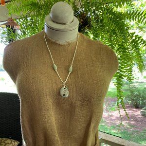 Hagstone Necklace, carved jadeite beads